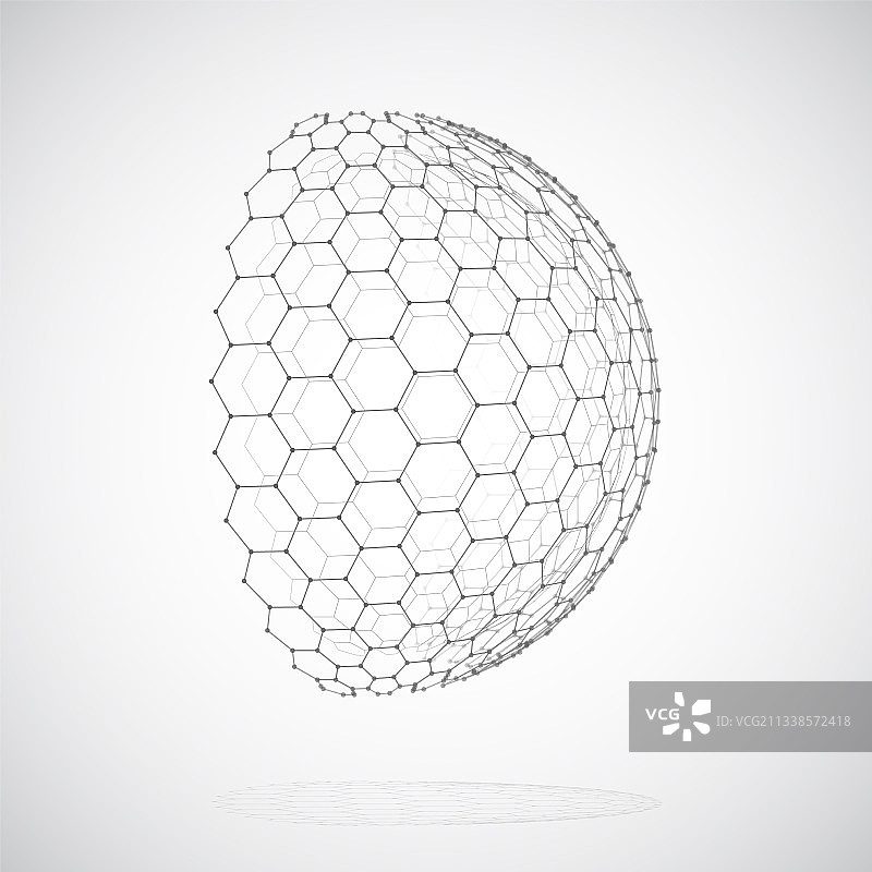 带有时尚圆点的六边形网格3D物体图片素材