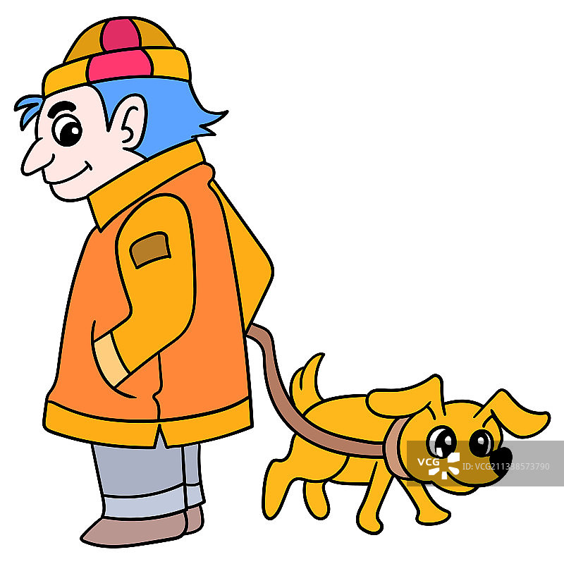 身穿厚外套的侦探与嗅探犬图片素材