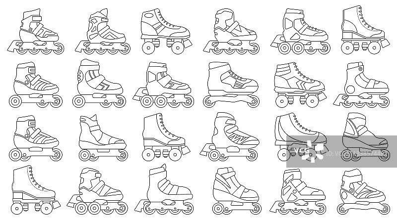 滑板轮廓图标合集图片素材