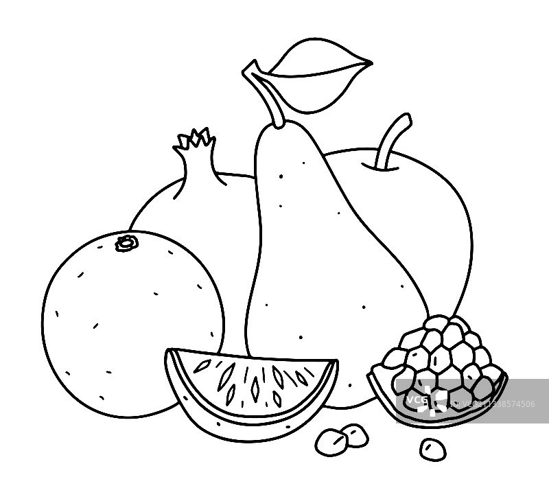 静物：苹果、梨和石榴图片素材