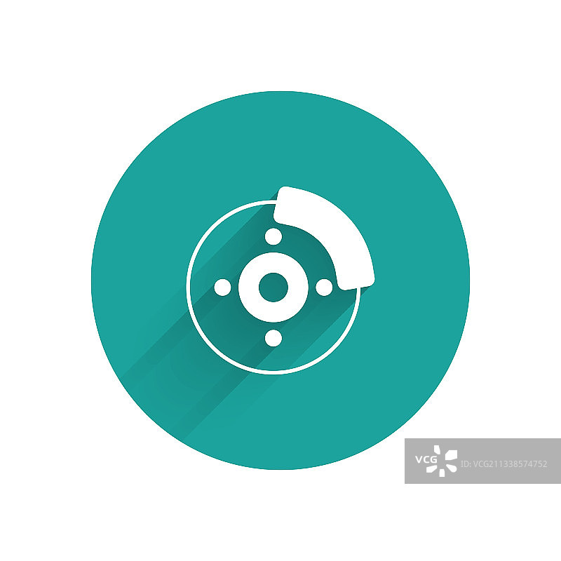 隔离的带卡钳白色汽车刹车盘图标图片素材