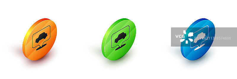 白色背景上的2.5D汽车服务图标图片素材