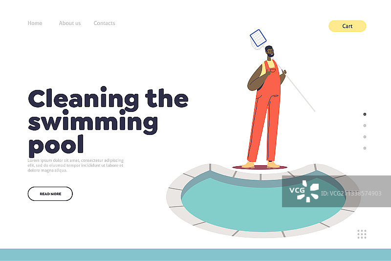 游泳池清洁概念落地页图片素材