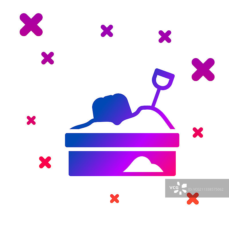 白色背景上的彩色沙盒与沙子图标图片素材