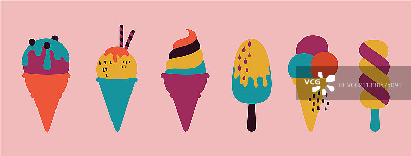 冰淇淋涂鸦冷甜点奶油图片素材