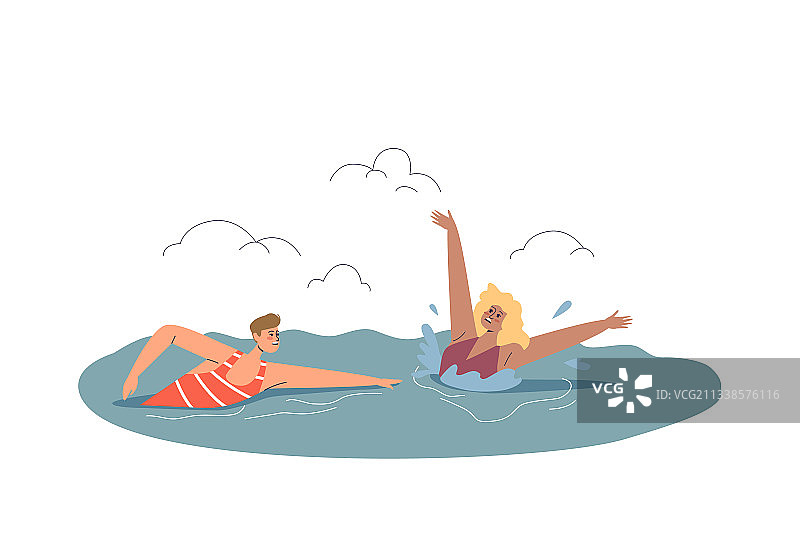 海滩救生员救助溺水女人图片素材