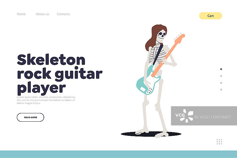 骷髅弹吉他概念落地页图片素材