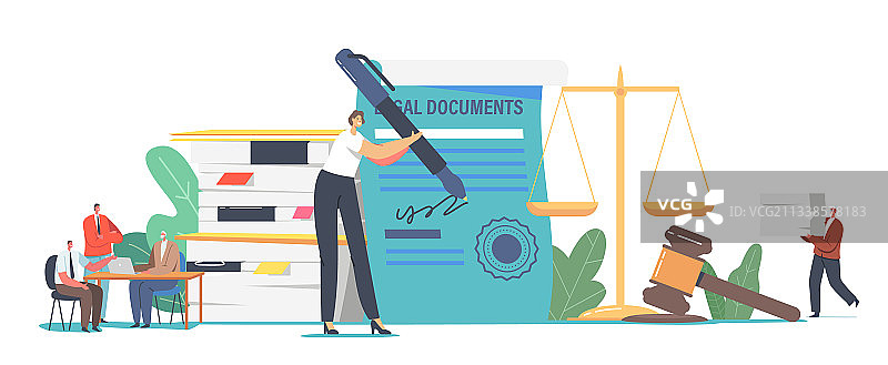 男女角色与公证员图片素材