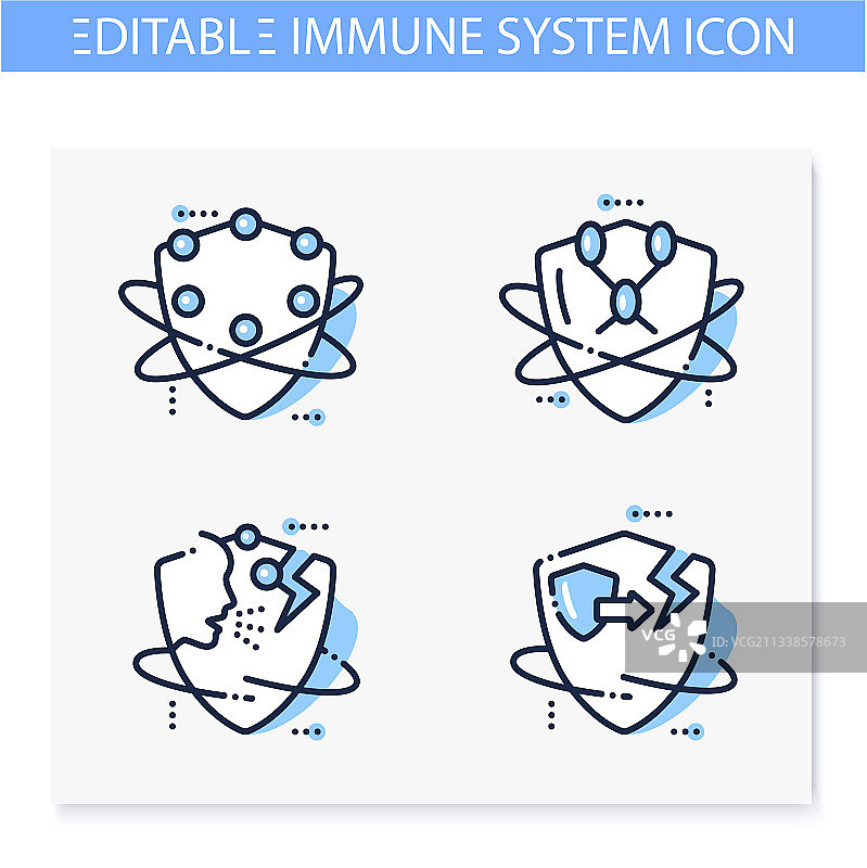 免疫系统线性图标集图片素材