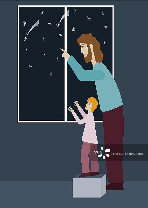 人们在夜空中观察星星图片素材