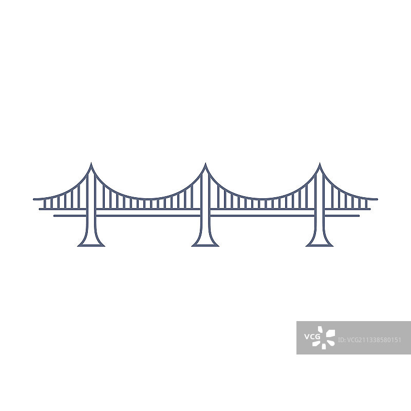 桥梁线条图标 - 简单的悬索桥图片素材