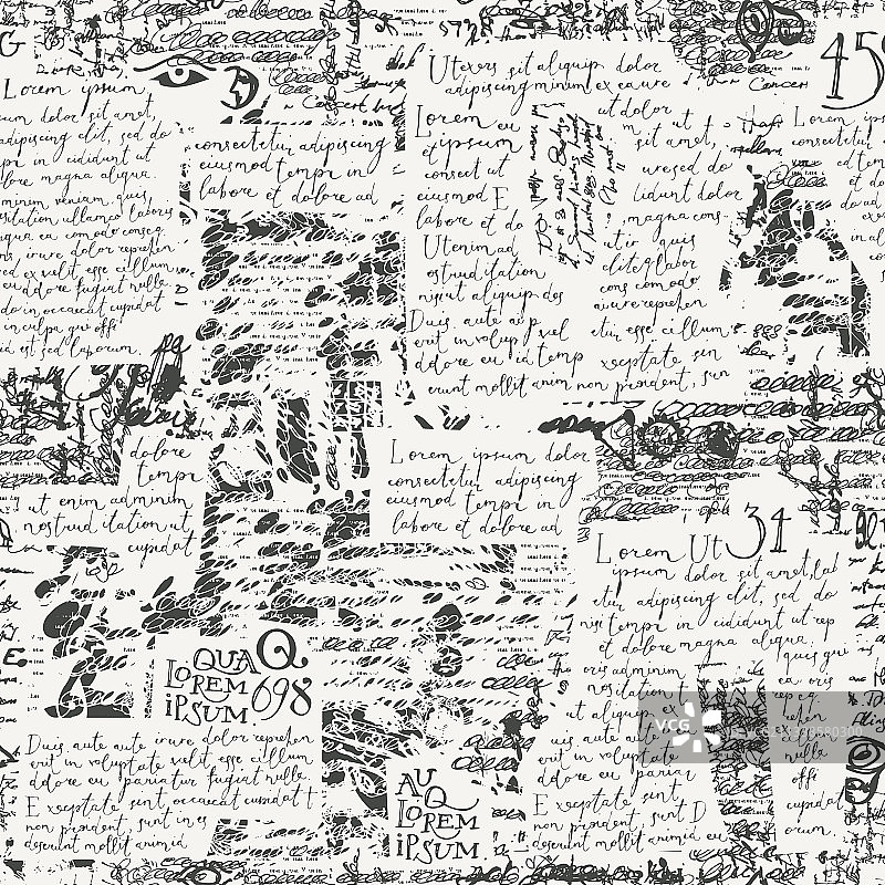 手写lorem ipsum文本无缝图案图片素材