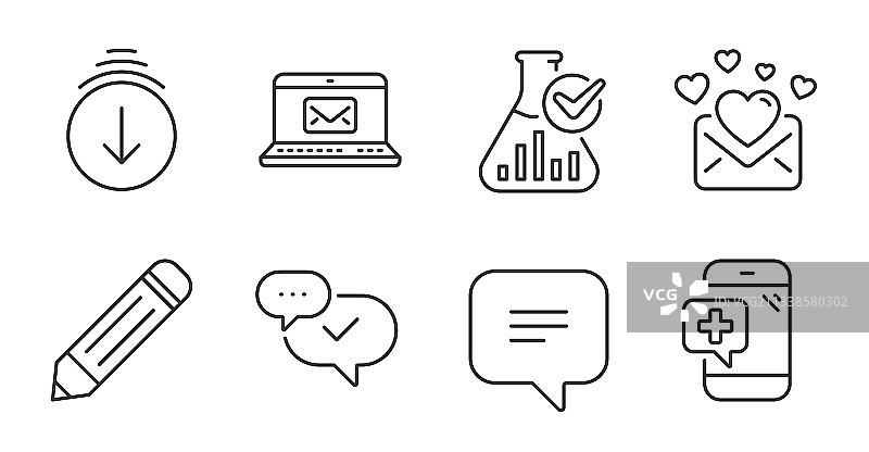 铅笔医疗电话化学实验图标图片素材