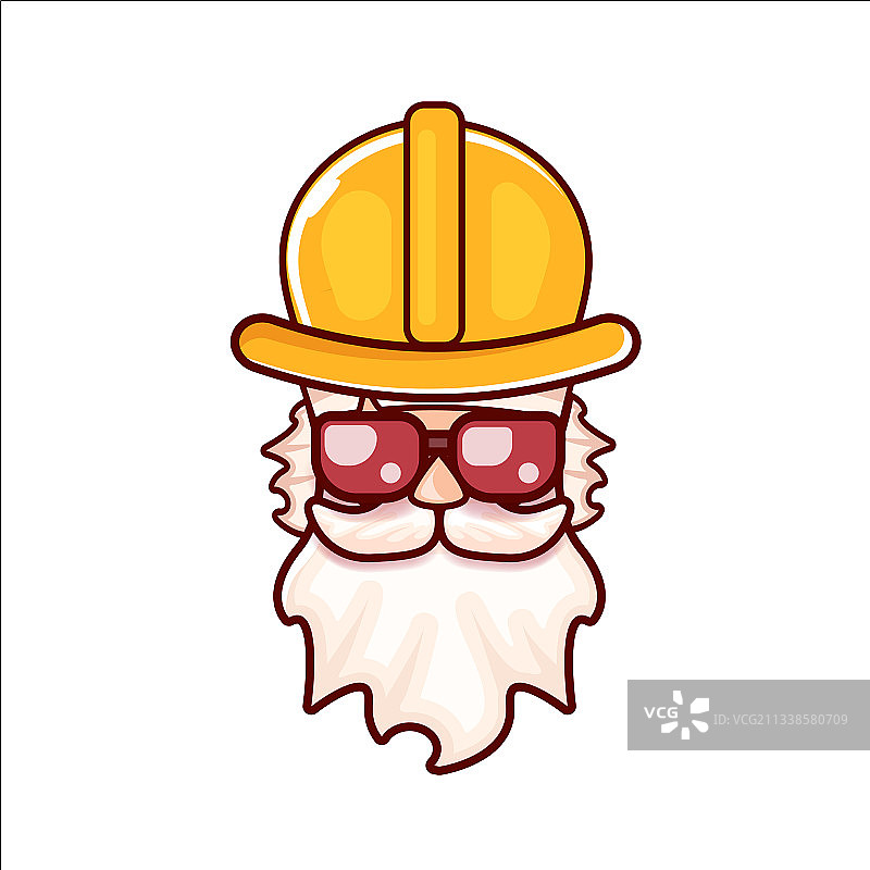 戴着橙色头盔和胡子的工人被隔离图片素材