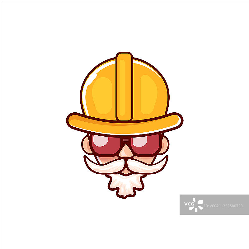 戴着橙色头盔和胡子的工人被隔离图片素材