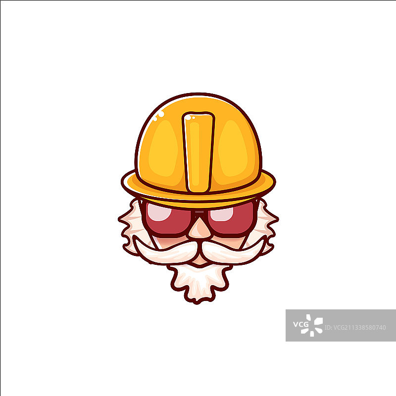 戴着橙色头盔和胡子的工人被隔离图片素材