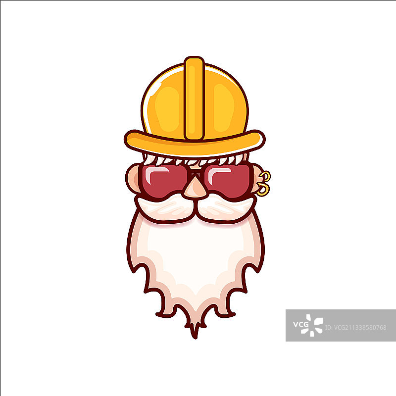 戴着橙色头盔和胡子的工人被隔离图片素材