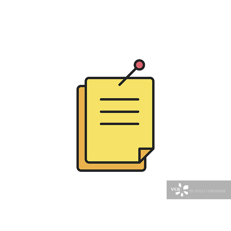 带图钉按钮图标的便签纸图片素材