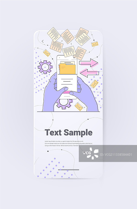 商务人士用智能手机操作文件夹图片素材