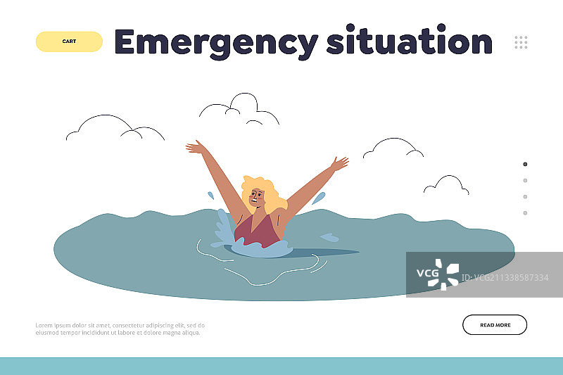 海滩紧急情况概念着陆页图片素材