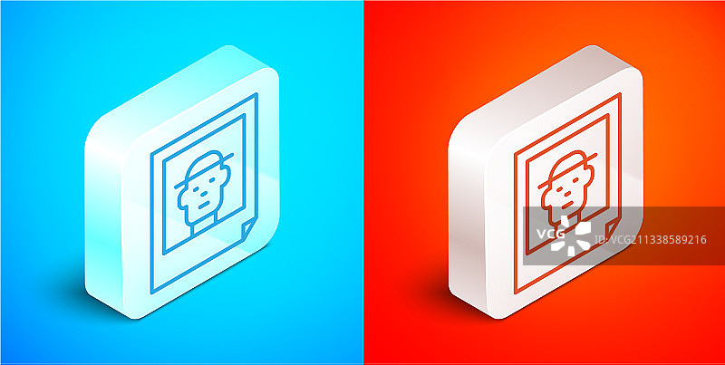 2.5D线条照片蓝红色背景图标图片素材