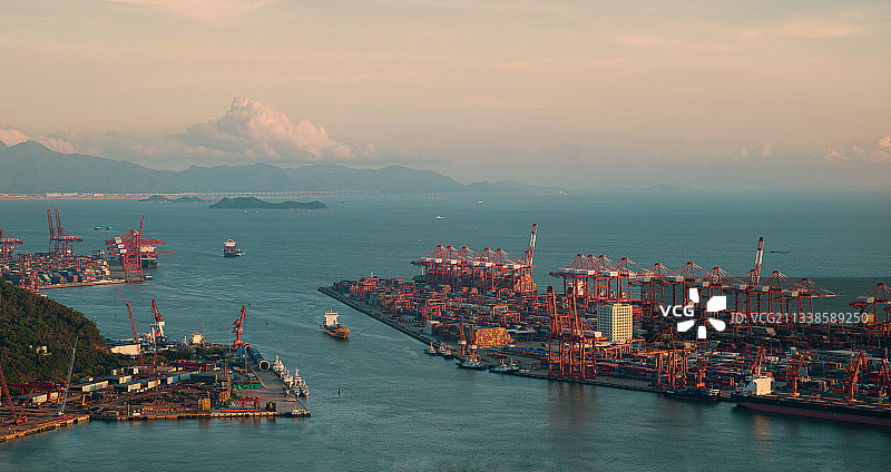 日落下的蛇口码头图片素材