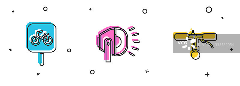 自行车停车头灯车把图标套装图片素材