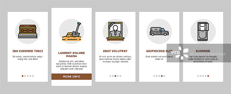 葬礼葬礼服务上的图标集图片素材