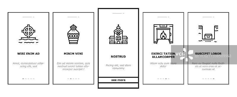 葬礼葬礼服务上的图标集图片素材