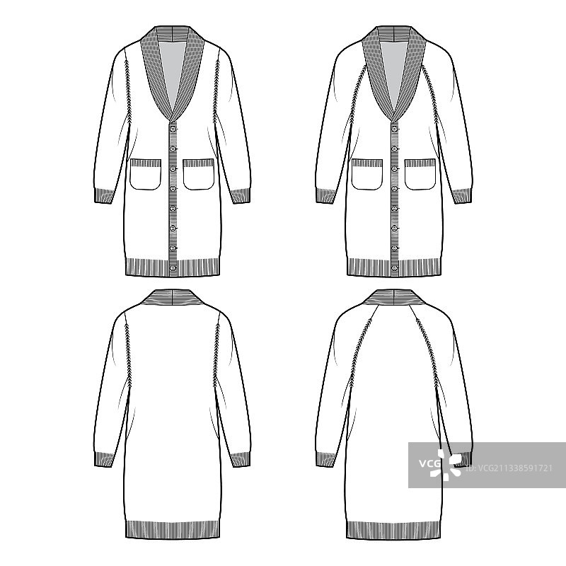 开衫、连衣裙与披肩领毛衣组合图片素材