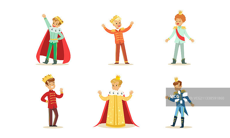 金色皇冠中的可爱小王子套装图片素材