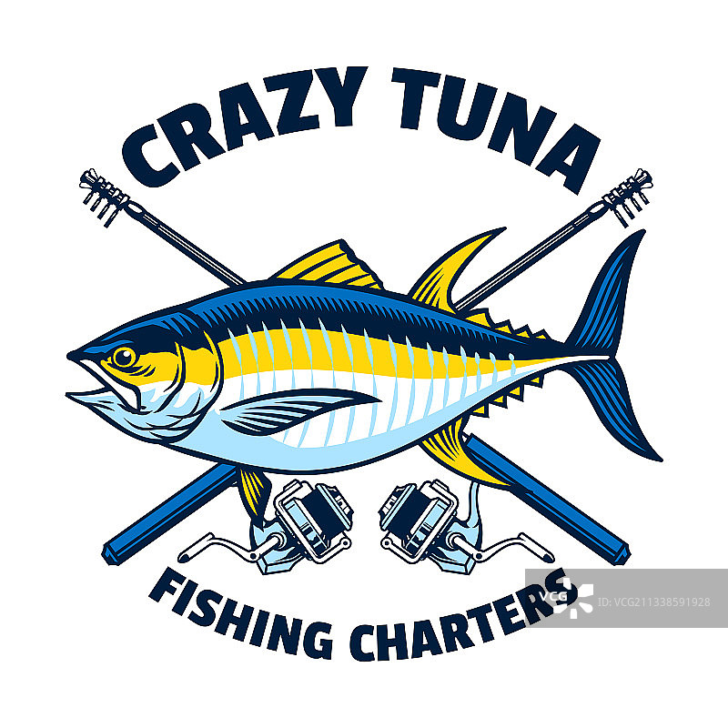复古金枪鱼钓鱼设计图片素材