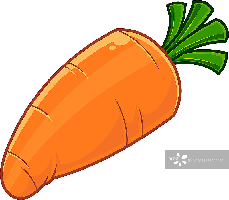 卡通橙色胡萝卜与绿叶图片素材