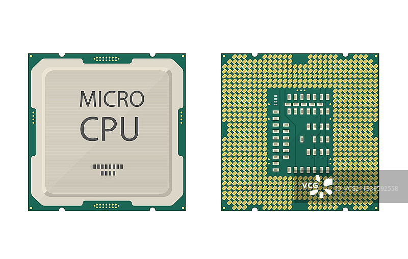 卡通彩色电脑处理器图标集图片素材