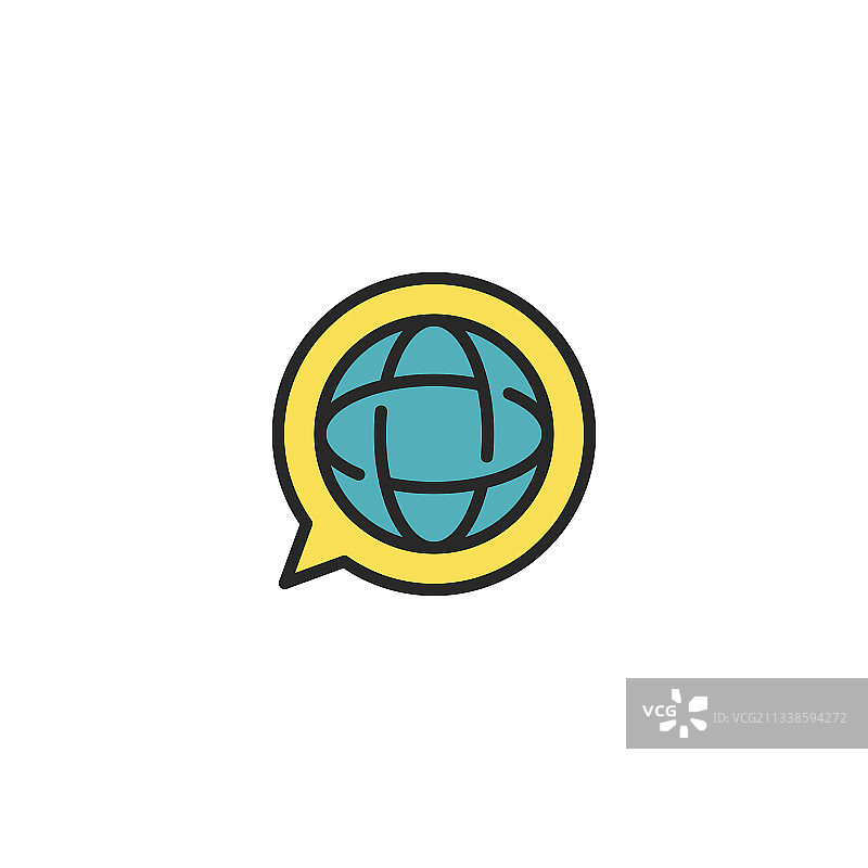 翻译地球线条图标轮廓标志线性图片素材