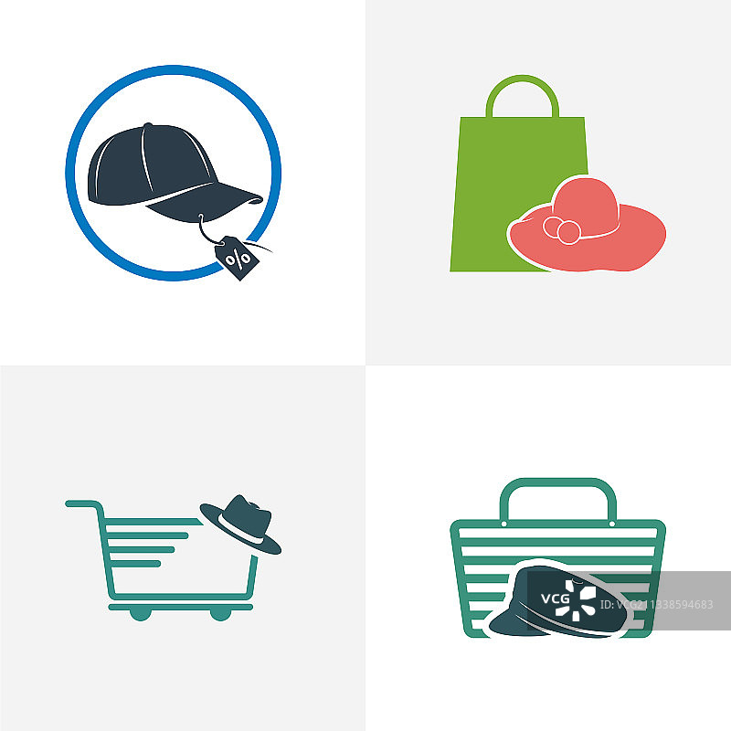 帽子店铺创意Logo设计套装图片素材