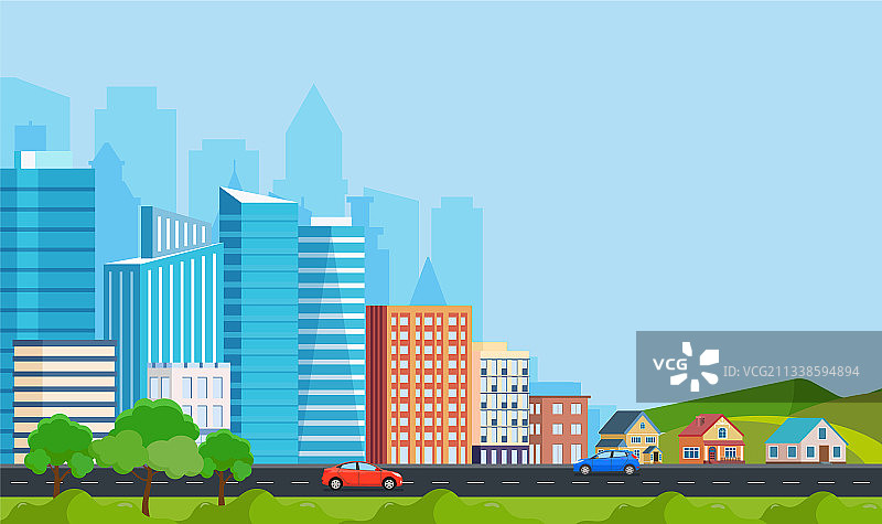 有建筑物山脉的风景图片素材