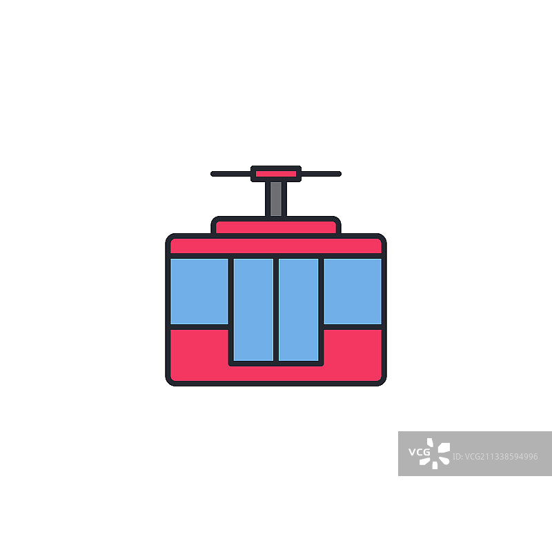 缆车轮廓线性图标图片素材