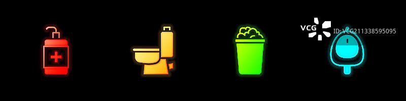 洗手液瓶、马桶、水桶套装图片素材