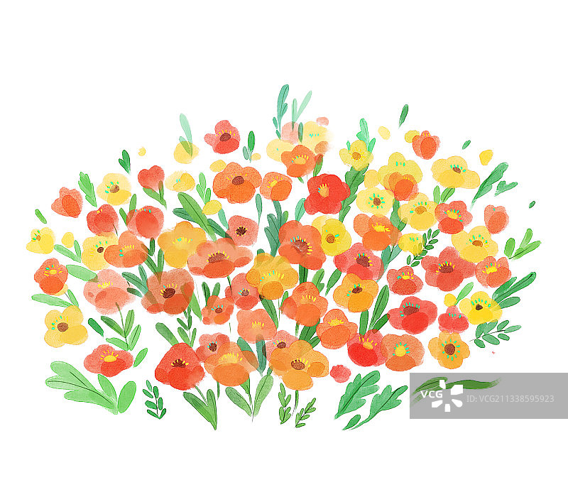 花草插画无背景图片素材