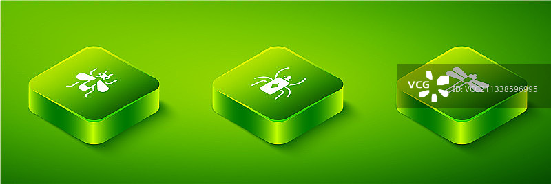 2.5D等距甲壳虫蜻蜓昆虫套装图片素材