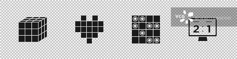 魔方像素爱心游戏棋盘套装图片素材