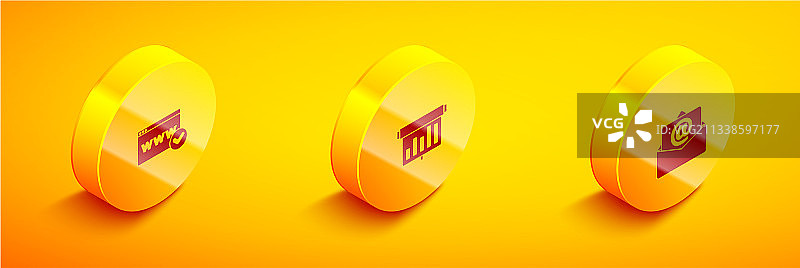 2.5D带图表的网站模板展示板套装图片素材