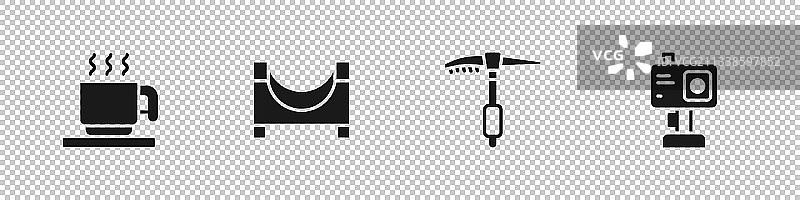 热巧克力杯、滑板公园和冰镐图片素材