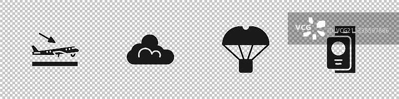 飞机着陆云天气飞行箱图片素材