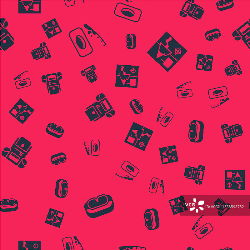 滑雪镜、冬季钓鱼、徒步背包组合图片素材