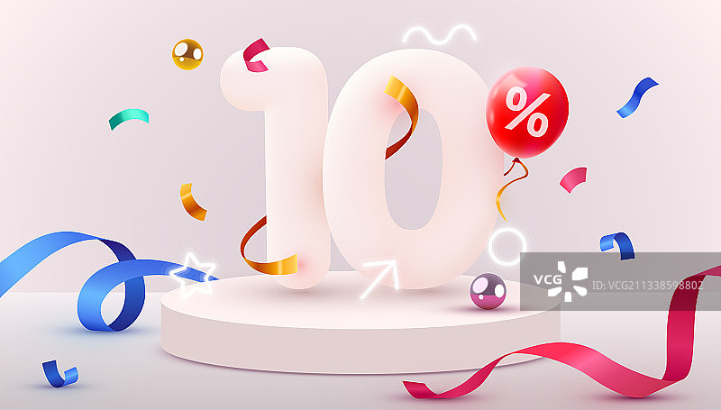 10%折扣创意合成3D效果图片素材