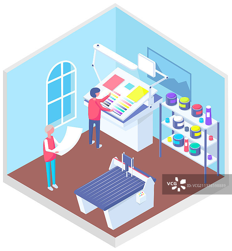 使用设备和货架工作的人们图片素材