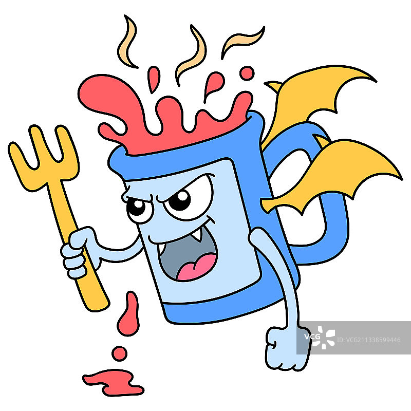 一个带有愤怒表情的热饮马克杯图片素材