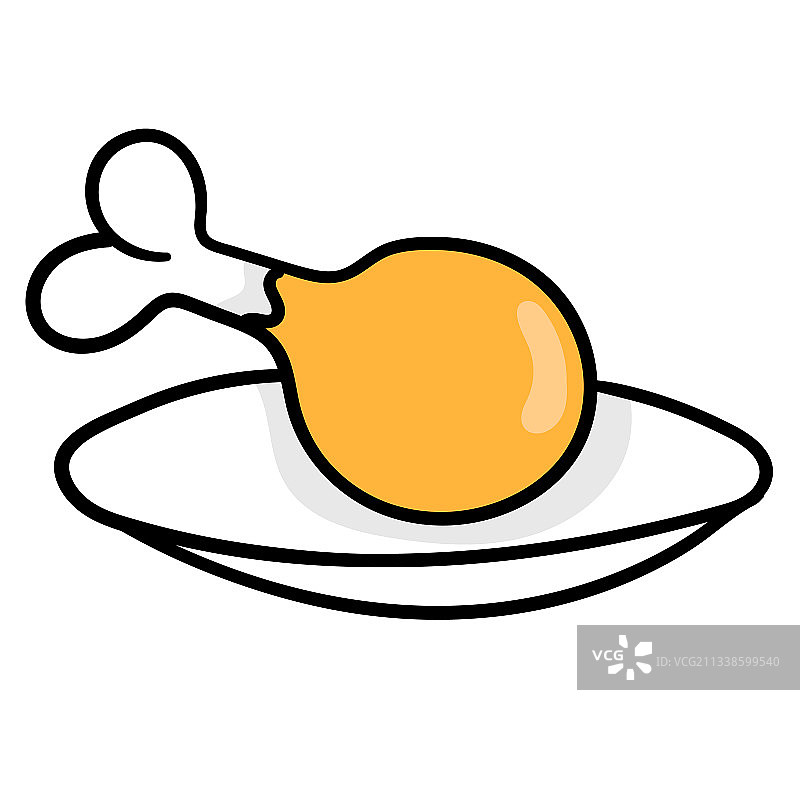 盘子里的炸鸡腿美食卡通图片素材